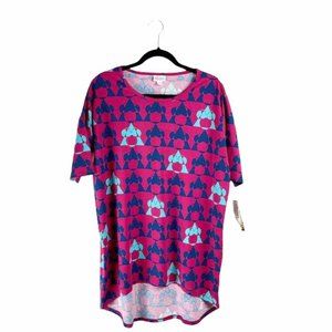 LulaRoe Minnie Blue and neon triangle sz S